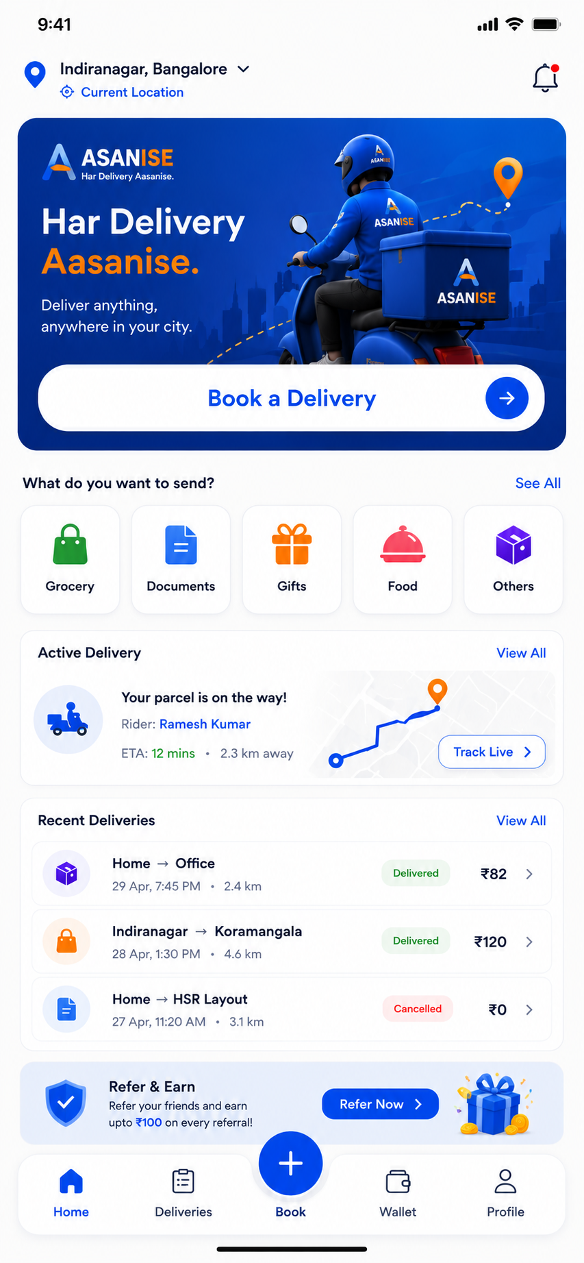 ASANI SE Customer Booking App UI